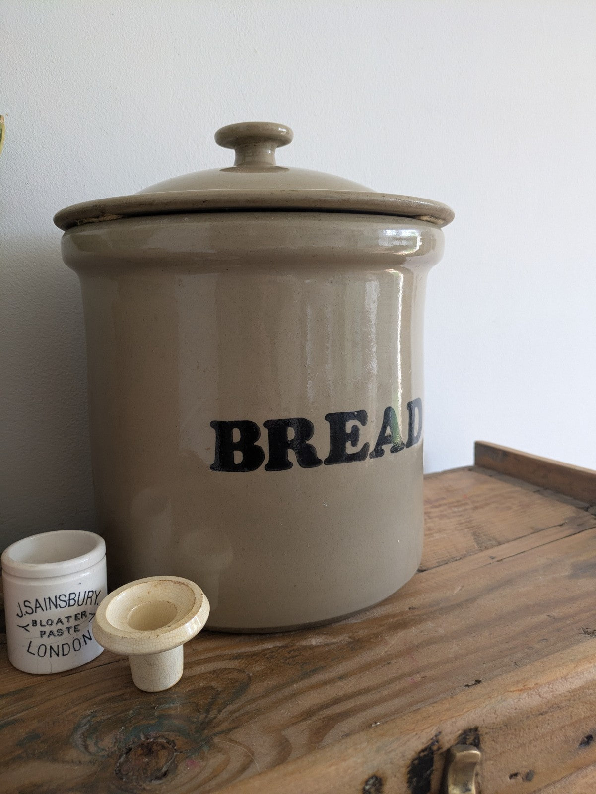 VINTAGE ANTIQUE BREAD CROCK BIN PEARSON’S OF CHESTERFIELD STONEWARE POTTERY XL