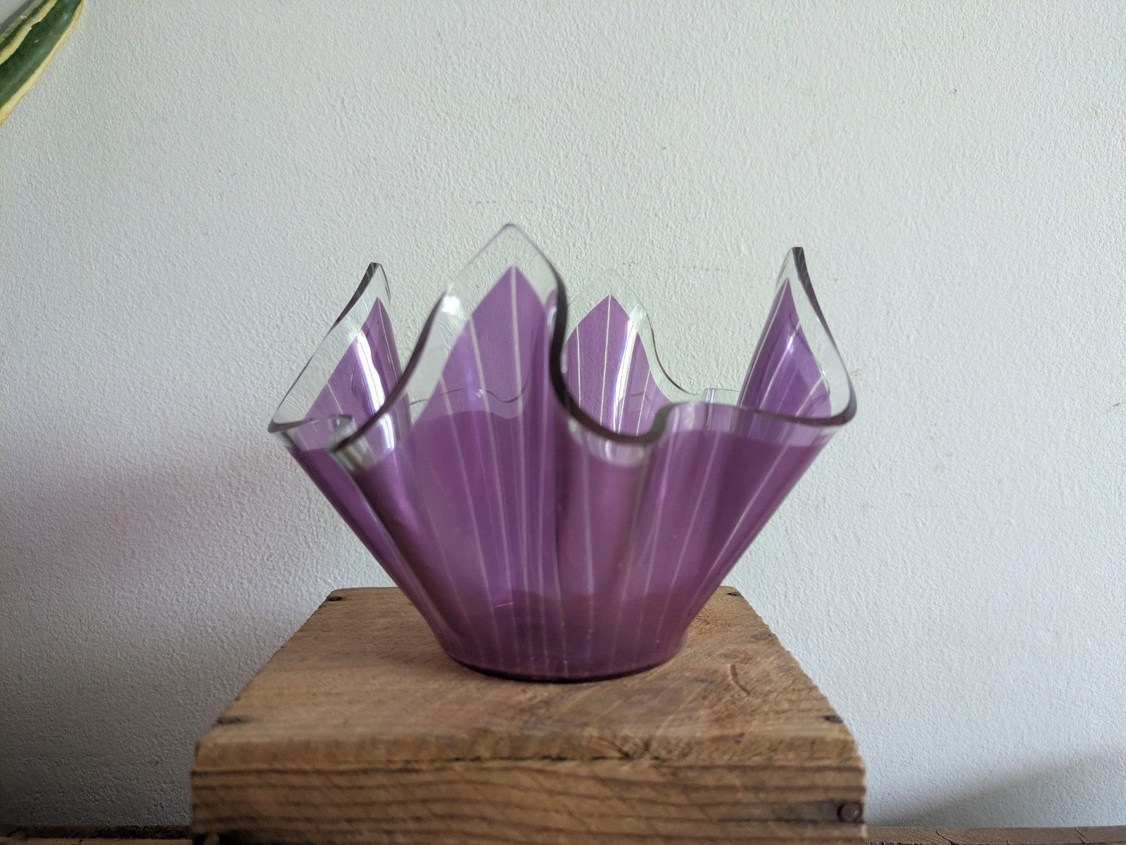 Chance Brothers Purple Glass 'Cordon' Retro Handkerchief Vase Vgc Prop Amethyst 