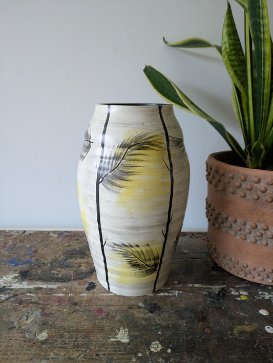 Brentleigh Ware Ballina Vase Large Decor Clay Pottery Palm Leaves Retro Kitsch