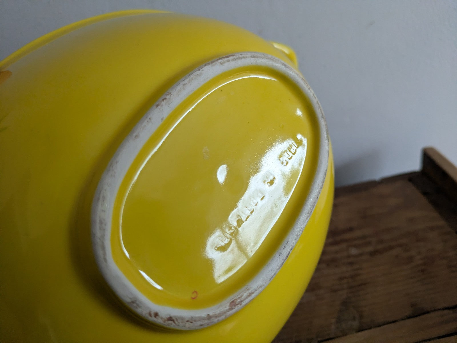 Vintage Portugal Majolica Ceramic Lemon Yellow Bowl Serving Dish Rare Vgc Fruit