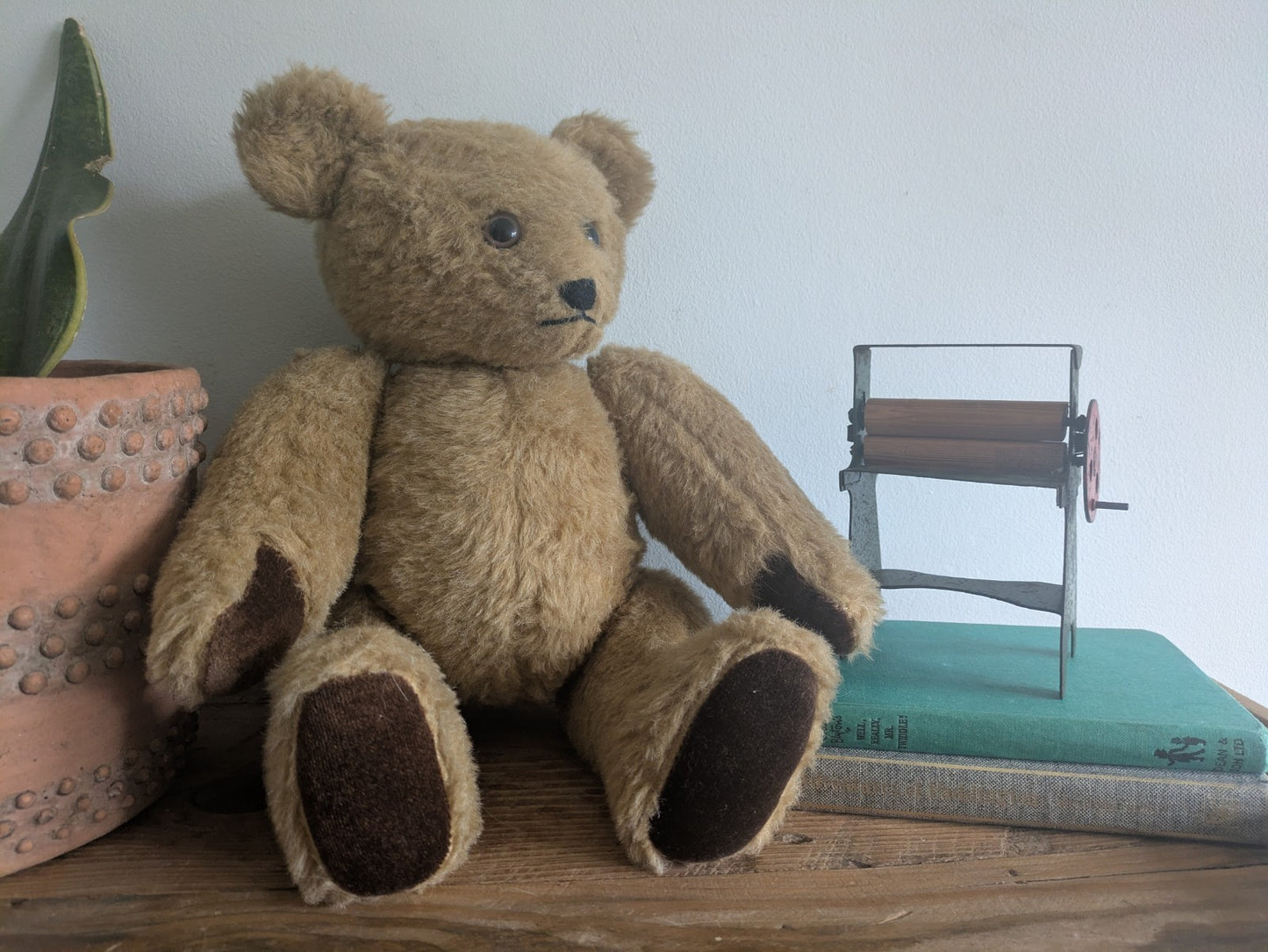 Vintage Old Mohair Teddy Bear Soft Toy Jointed Limbs Oldacre Crafts UK 70s 80s