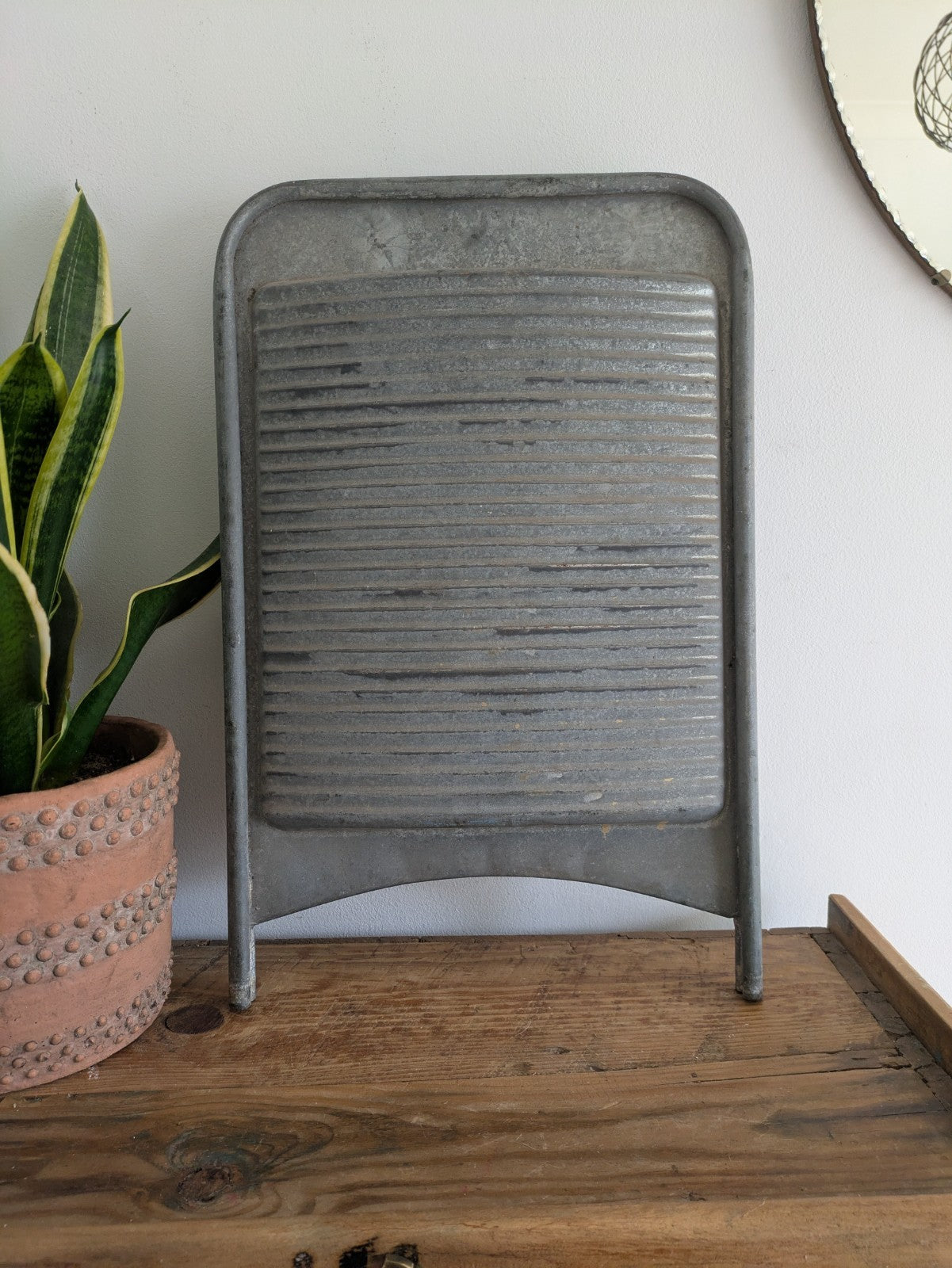 Antique Vintage Washboard Zinc Metal Galvanized Props Washing Laundry Decor Vgc