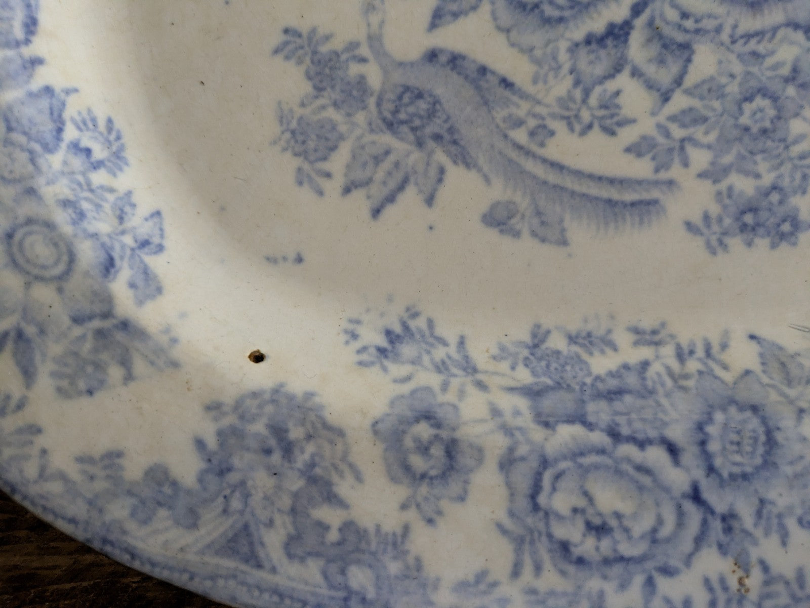 Asiatic Blue & White Vintage Victorian Antique Pheasant Serve Meat Plate Platter