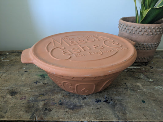 Large Mason Cash Terracotta Bread Baking Bowl Incl Lid Kitchen Cooking Mixing