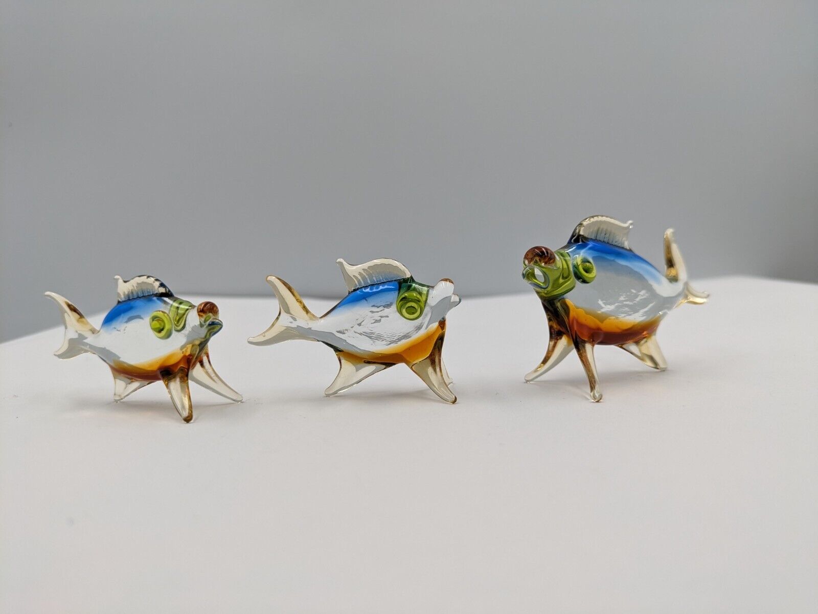 3x Murano Glass Lauscha Glass Bimini Glass Fish Figure Ornament Set Shawl Mini