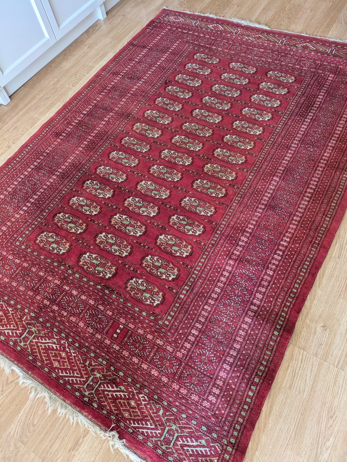 Red Vintage Bokhara Tribal Rug Handmade Afghan Turkmen Mori Gol Oriental Rug Vgc