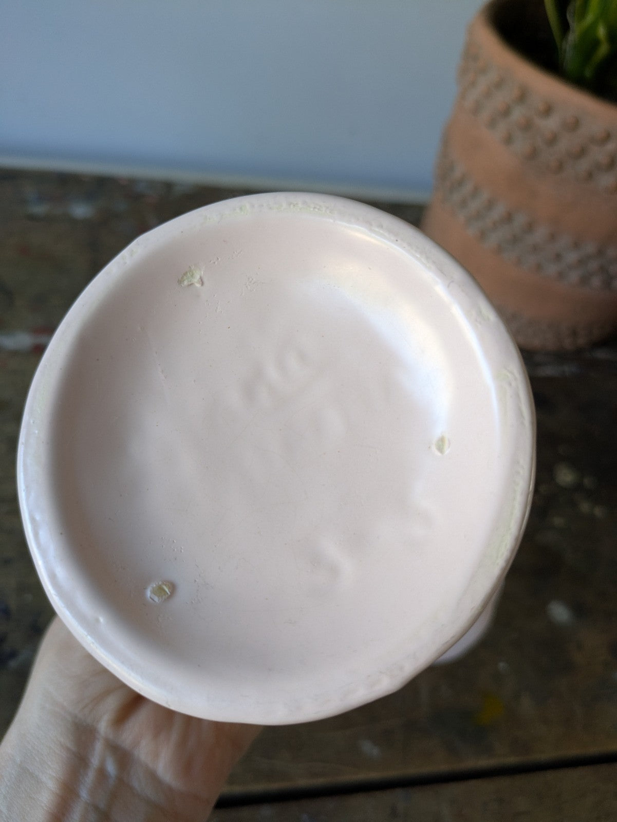 Vintage Diana Australian Pottery Art Deco Pink Vase Fan Leaf 1950s Prop Bud Vase