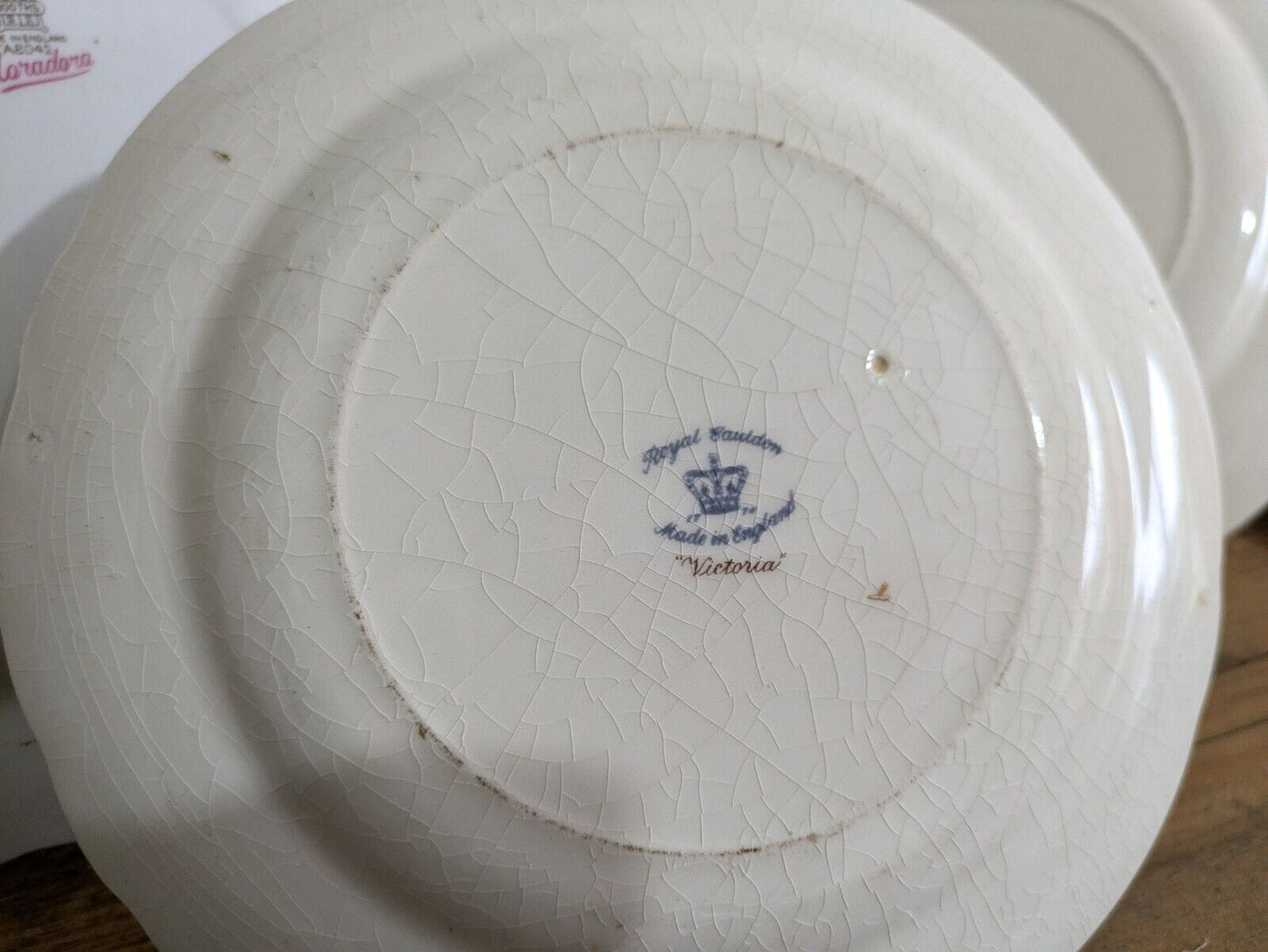 3x Antique English Royal Cauldon Pottery "Victoria" Plates Booths Floradora Mix
