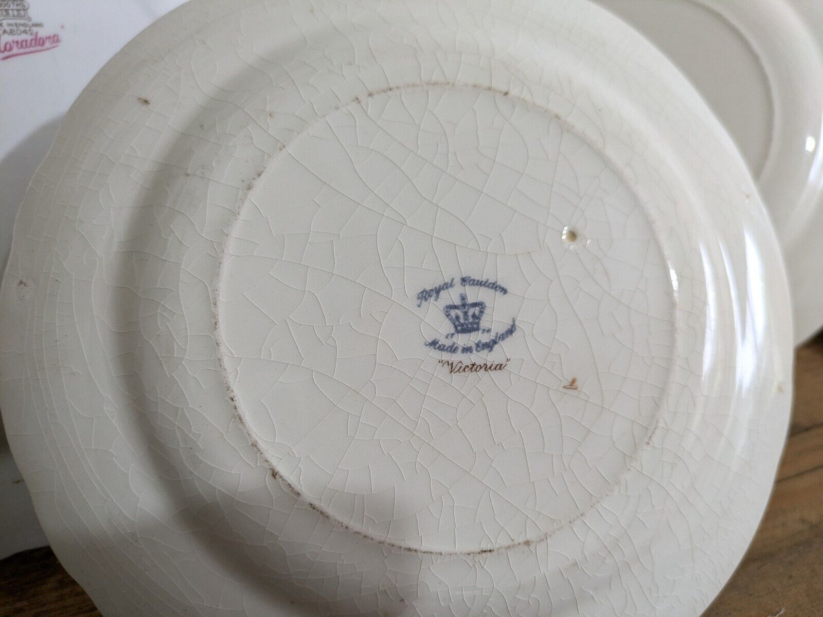 3x Antique English Royal Cauldon Pottery "Victoria" Plates Booths Floradora Mix