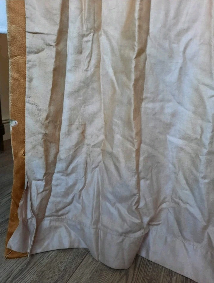 Vintage Cravendale Floral Curtain SINGLE W236cm D161cm Satin mustard yellow