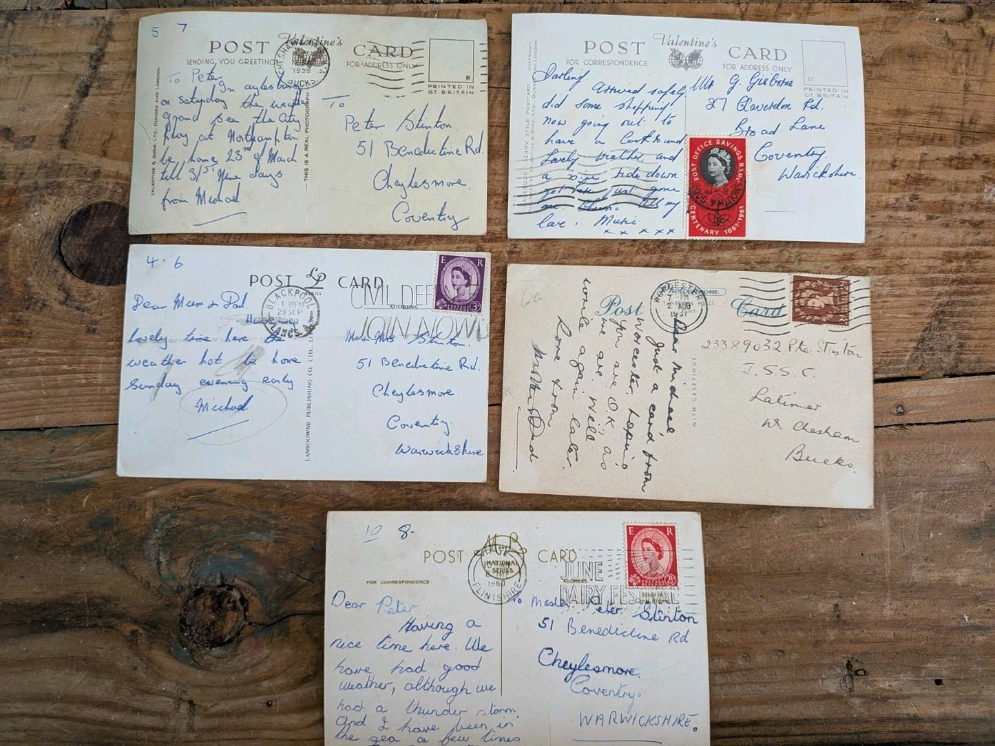 5x BLACKPOOL Vtg Vintage Rhyl Worcester Aylesbury Multi View Postcards 50s Stamp