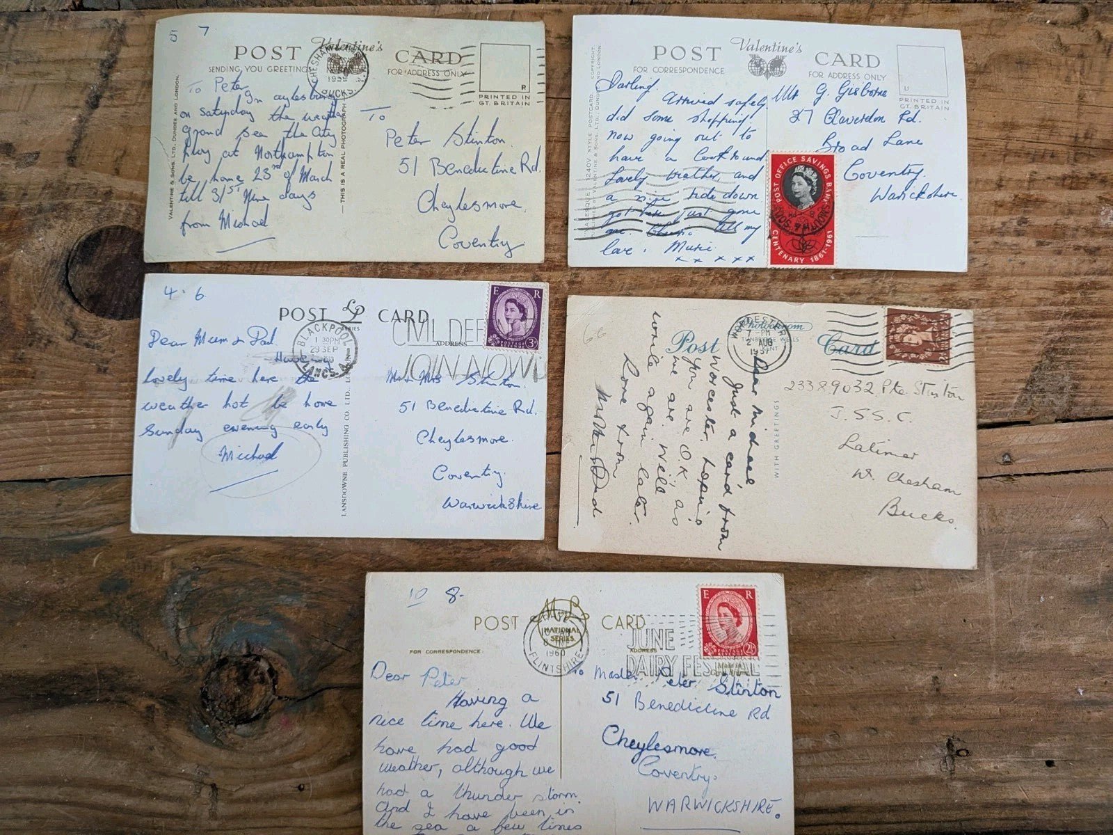 5x BLACKPOOL Vtg Vintage Rhyl Worcester Aylesbury Multi View Postcards 50s Stamp