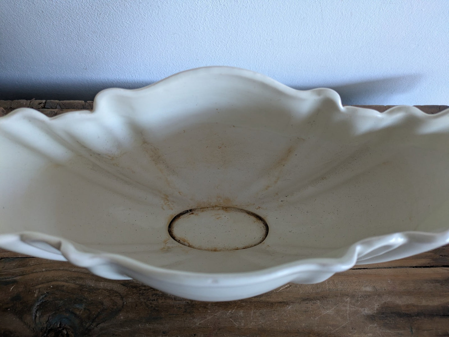 Vintage Large White GOVANCROFT Glasgow STONEWARE MANTLE VASE Art Deco Pottery 