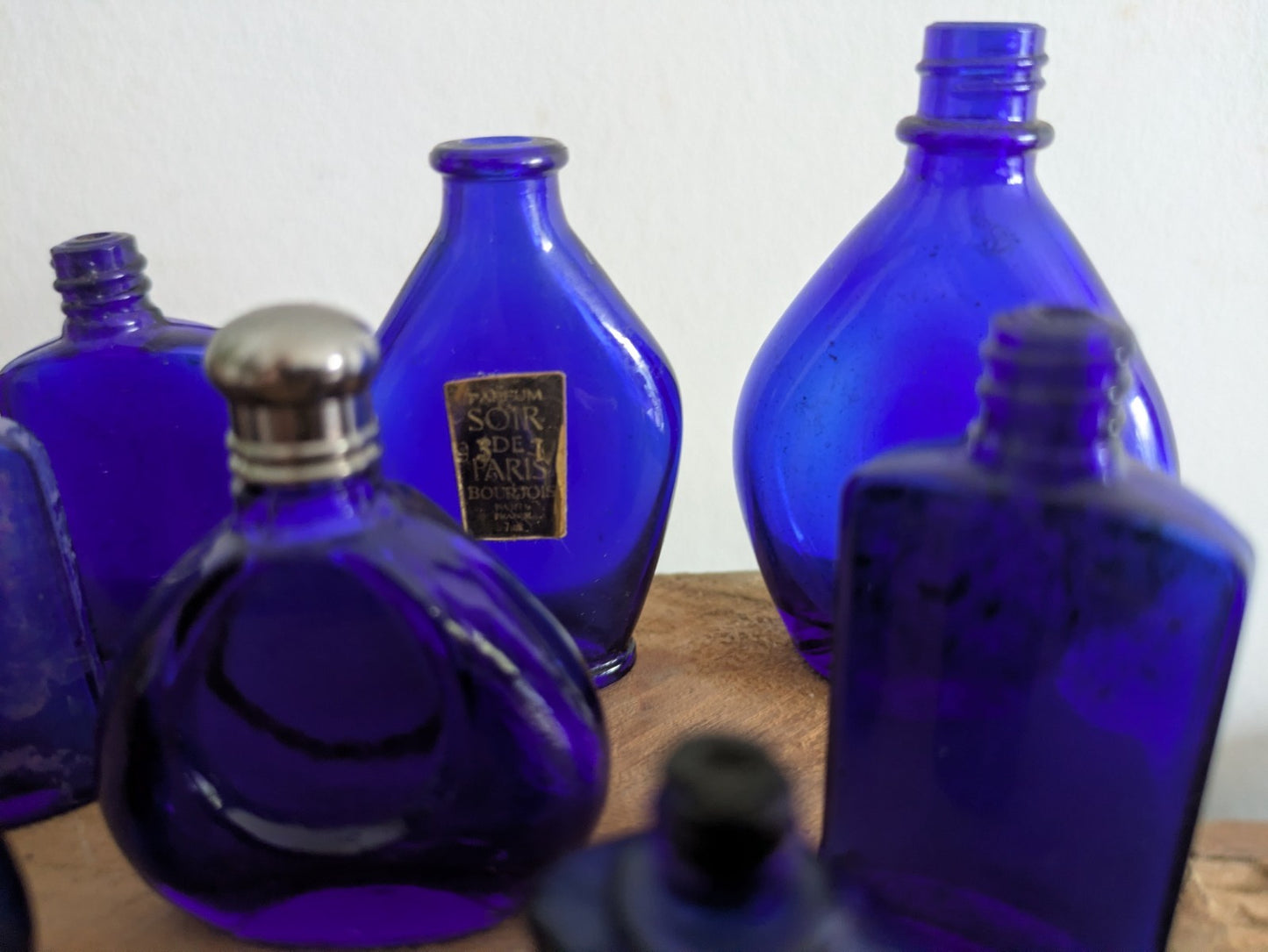 8x Niki de Saint Phalle Perfume Bottle Vtg Cobalt Blue Bourjois Soir de Paris 