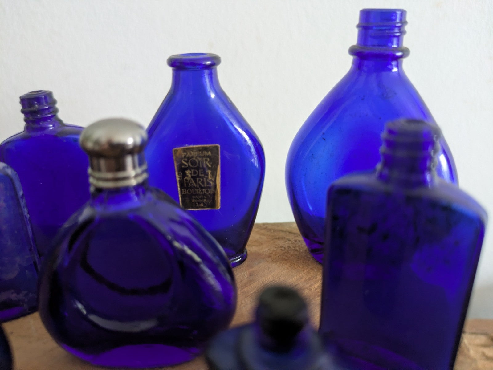 8x Niki de Saint Phalle Perfume Bottle Vtg Cobalt Blue Bourjois Soir de Paris 