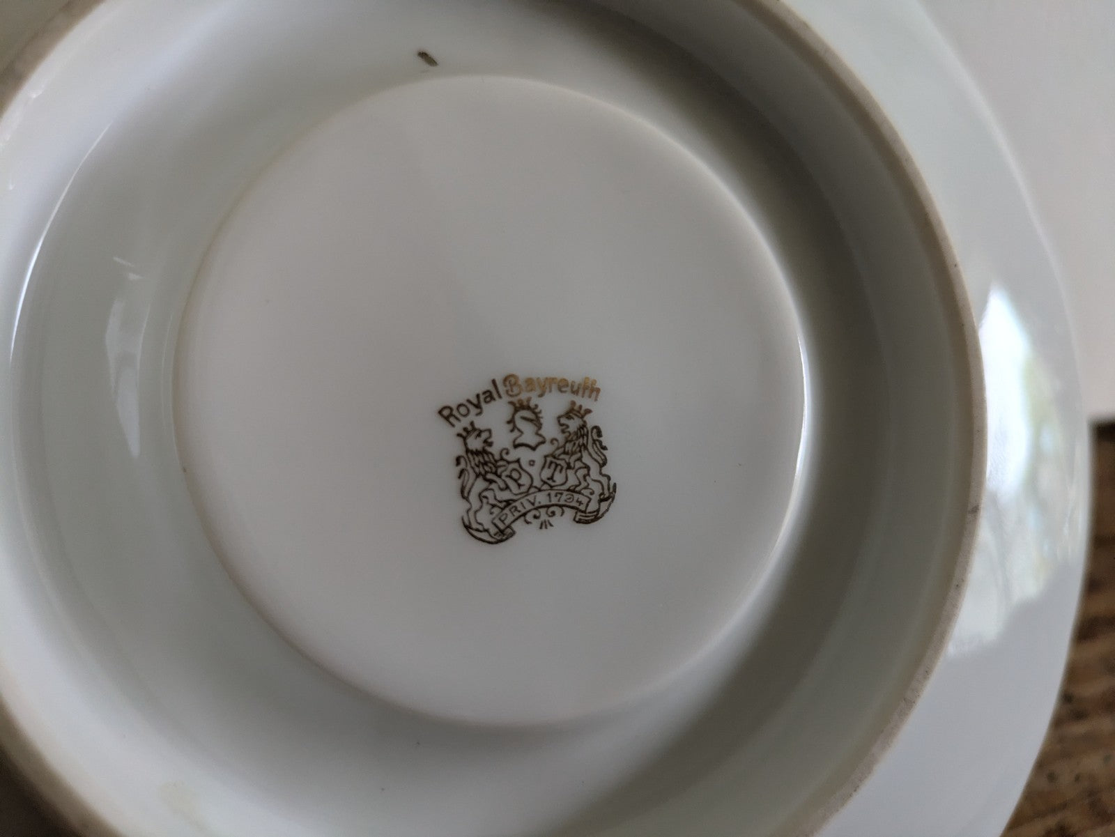 Vintage Plate Saucer Royal Bayreuth Blue With Gilt Gold Rim Bavaria Germany Rare