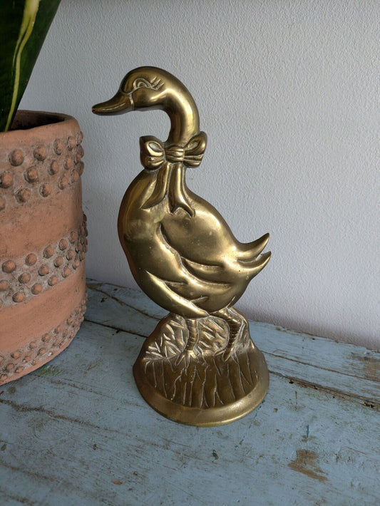 BRASS UPPER DECK DUCK DOOR KNOCKER Or Holder Boots Vintage 1980s DOOR STOP VGC