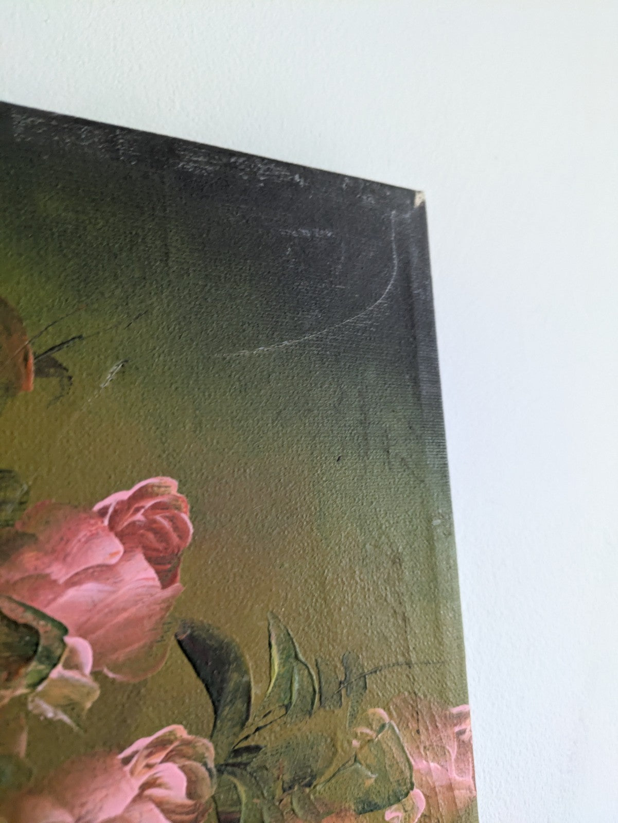 Signed Oil Painting Floral Bouquet Picture Vintage Still Life On Canvas Fields