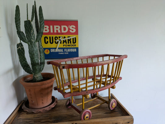 Antique Vintage Babies Cot Cotbed Trolley Crib Cradle Wooden Rare Toy Cart Wagon