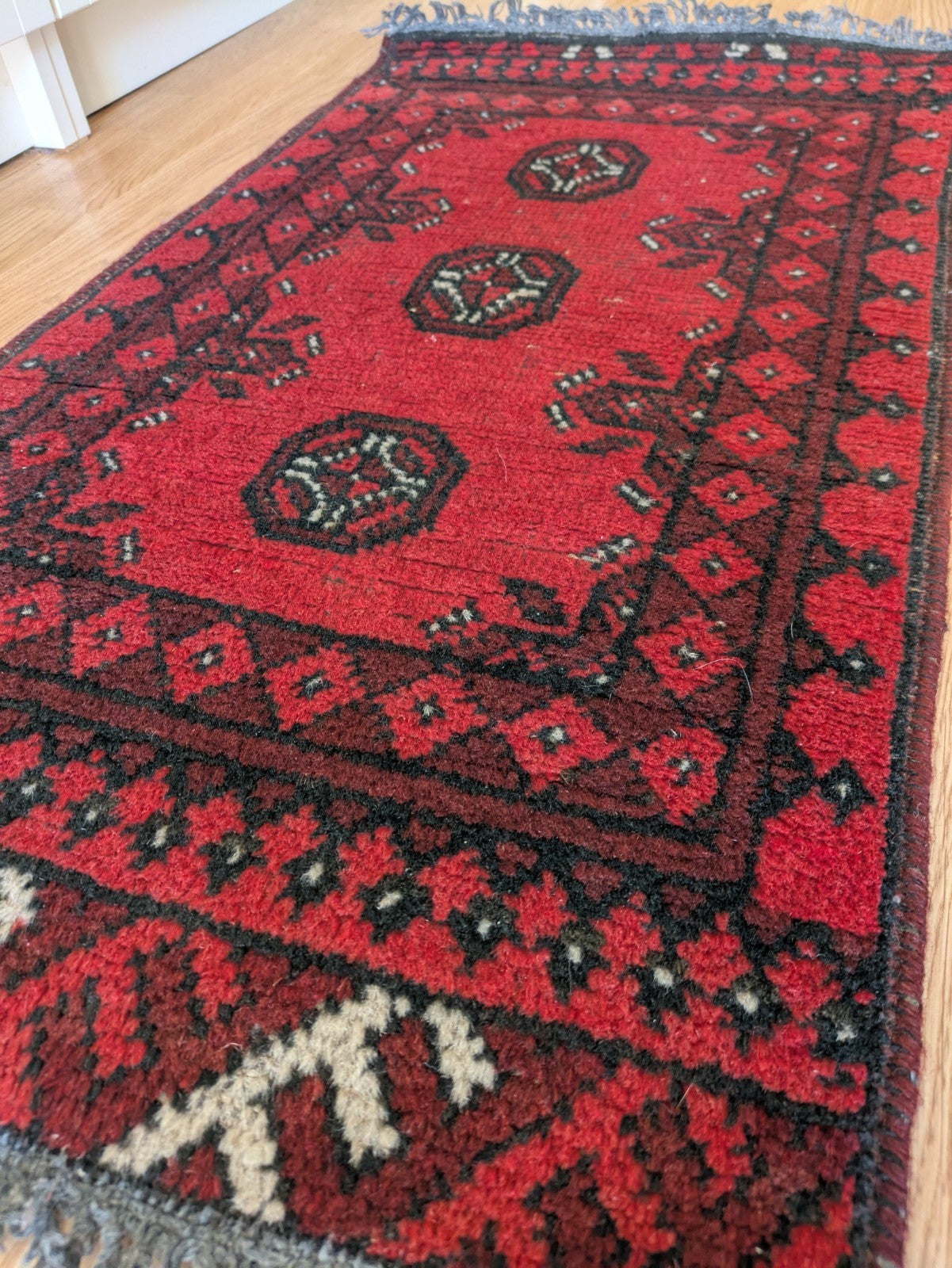 Vintage Oriental Turkish Wool Rug Red Tones 48.5 x 90cm Eastern Kayam Carpet 