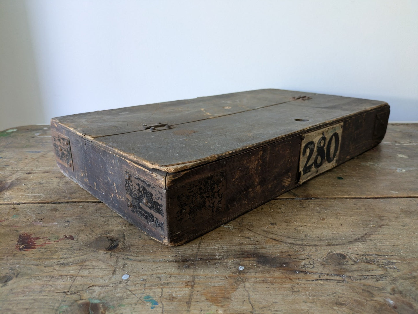 1940s VTG Bus Wooden Box Lid Compartment Storage Crate Display Artist Tool Chest
