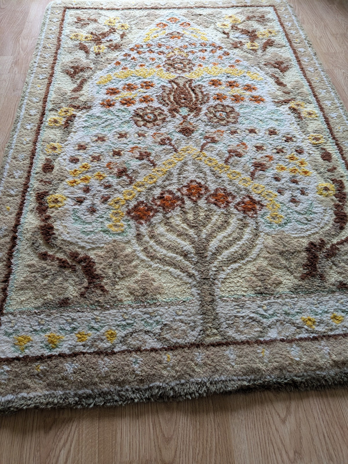 rug quality carpet fireside Tree Of Life vintage retro rectangular old rare Vgc