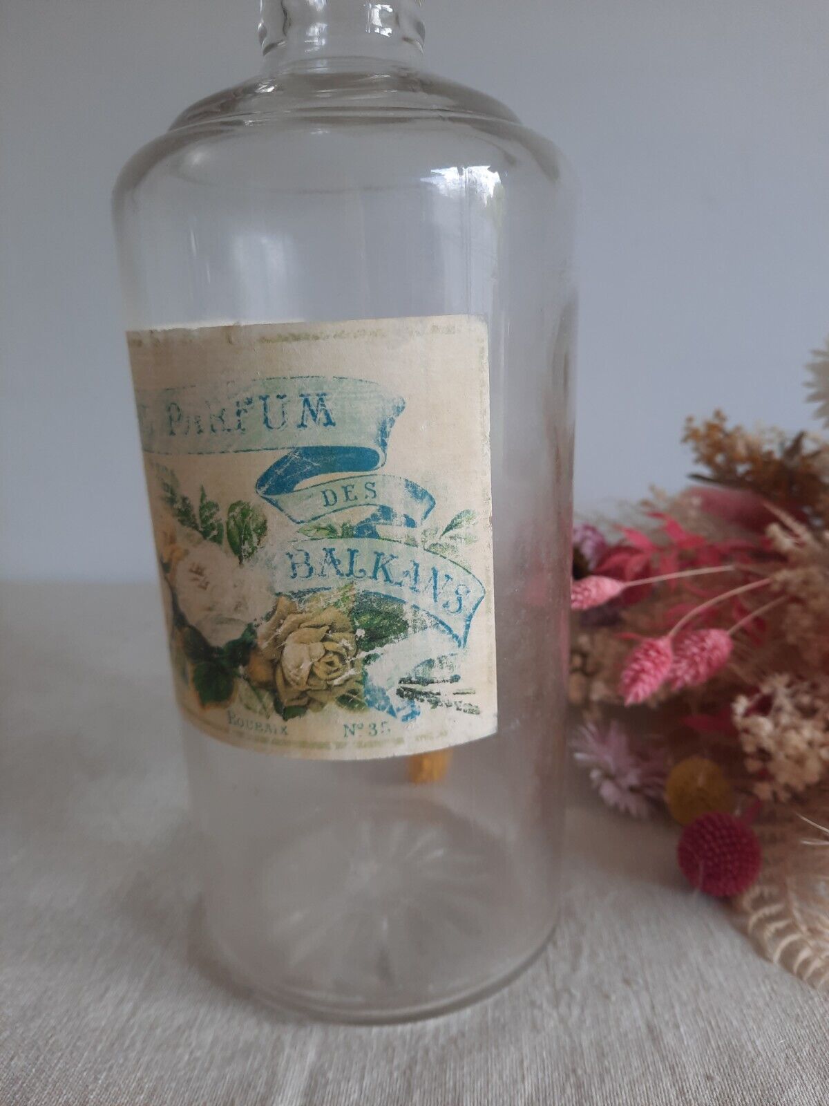 1x Vintage French Large Perfume Savon Au Parfum Glass Bottle France Rare Stopper