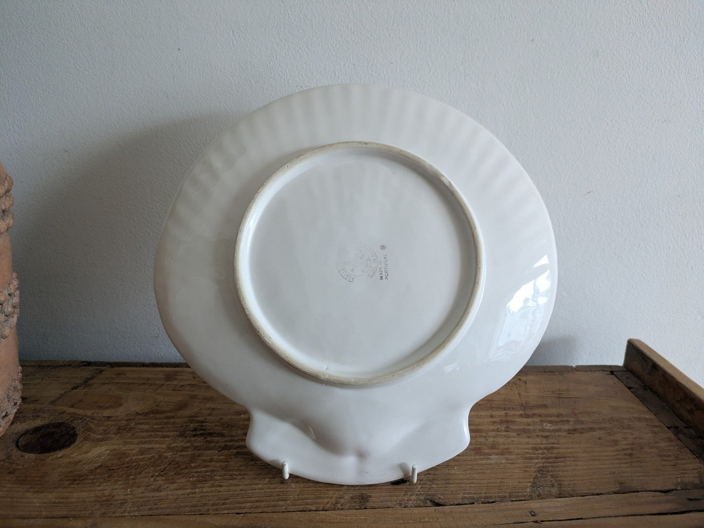 Bordallo Pinheiro White Scallop Seashell Dinner Plate Made in Portugal VTG Large