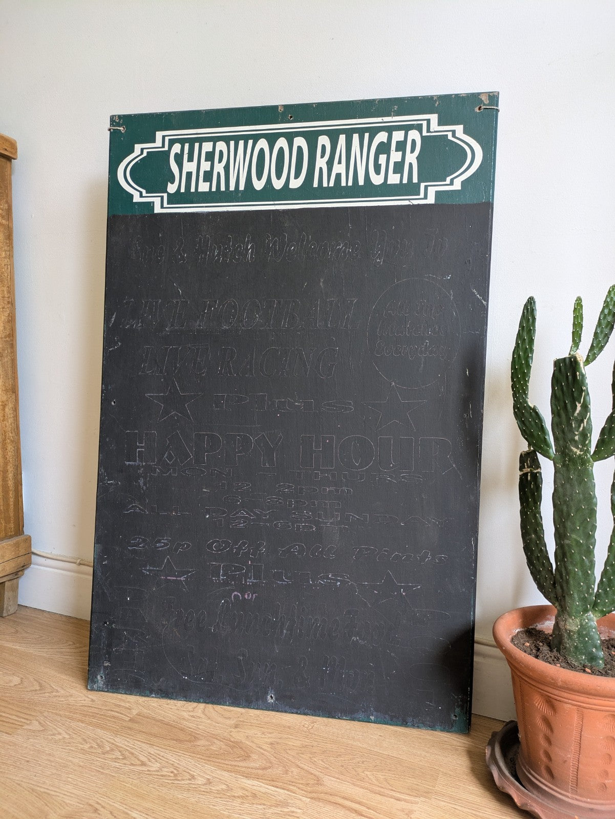 Pub Advertising Chalkboard Sherwood Ranger Club Reclaimed Noticeboard Football