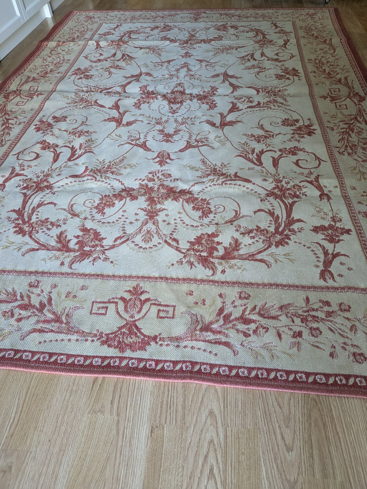 Laura Ashley Malmaison Rug Cream Red Vintage Traditional (234x165cm) Terracotta 