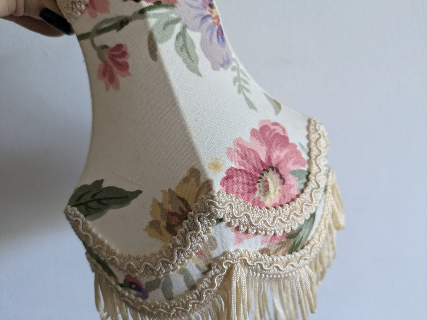 Clip On Floral Lampshade Shabby Chic Prop Bell Tassel Table Light Sml Shade Rose