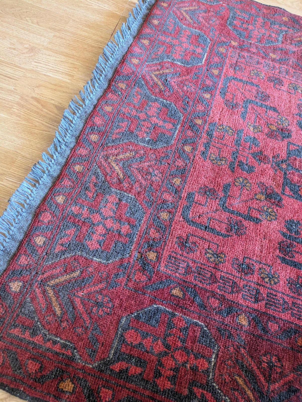 Afghan Handwoven Oriental Rug 151x99cm Top Condition Oriental Carpet Rug Red Lrg