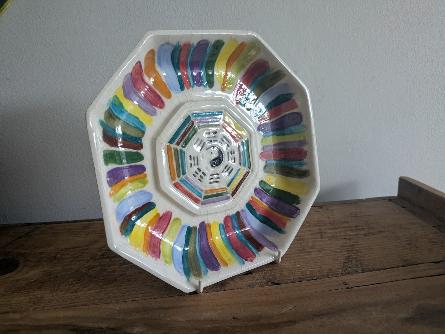 Yin Yang Octagon Dish Bowl Pantone Colour Wheel Palette Artist Ceramic Feng Shui