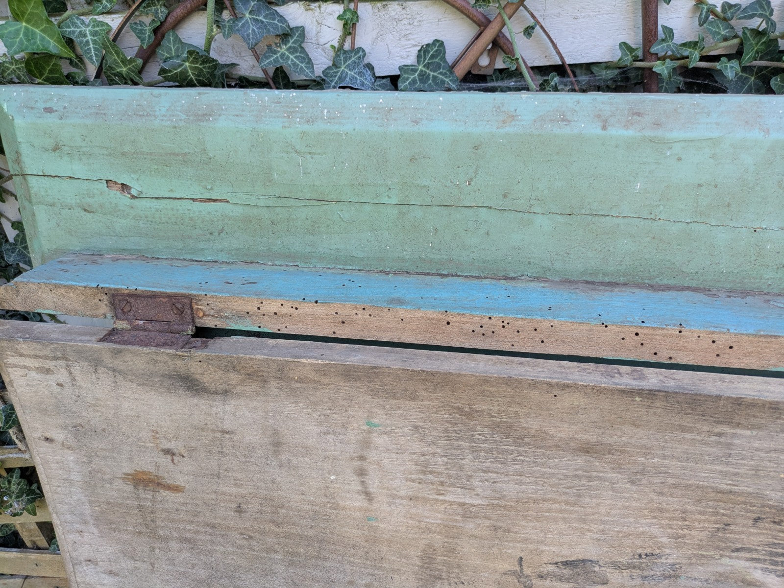 Vintage Antique Folding Table Pine Rustic Drop Down Wall Mounted Primitive Old 