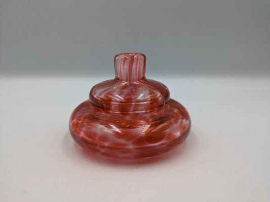 Vintage Red Mottled Langham Glass Perfume Bottle Shaped Rare Inkwell Art Prop