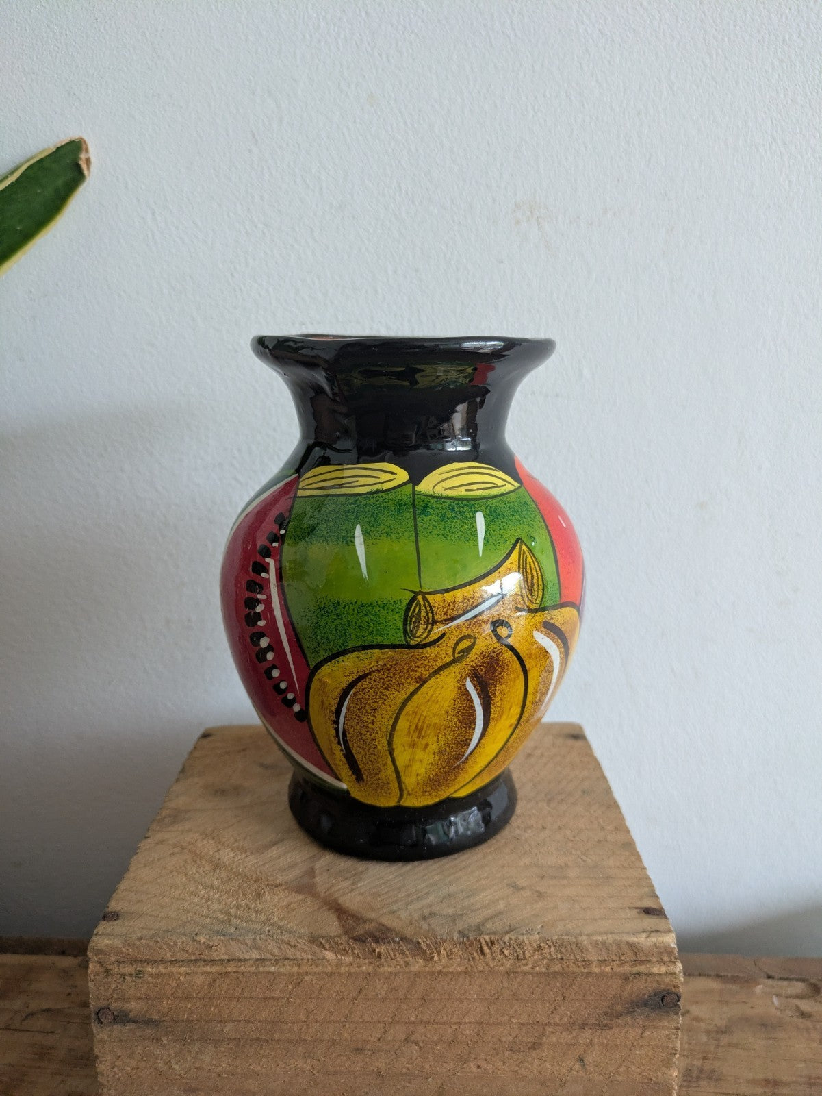Vtg Talavera Pottery Vase Mexican Folk Art Hand Painted Glazed Terracotta Fruit