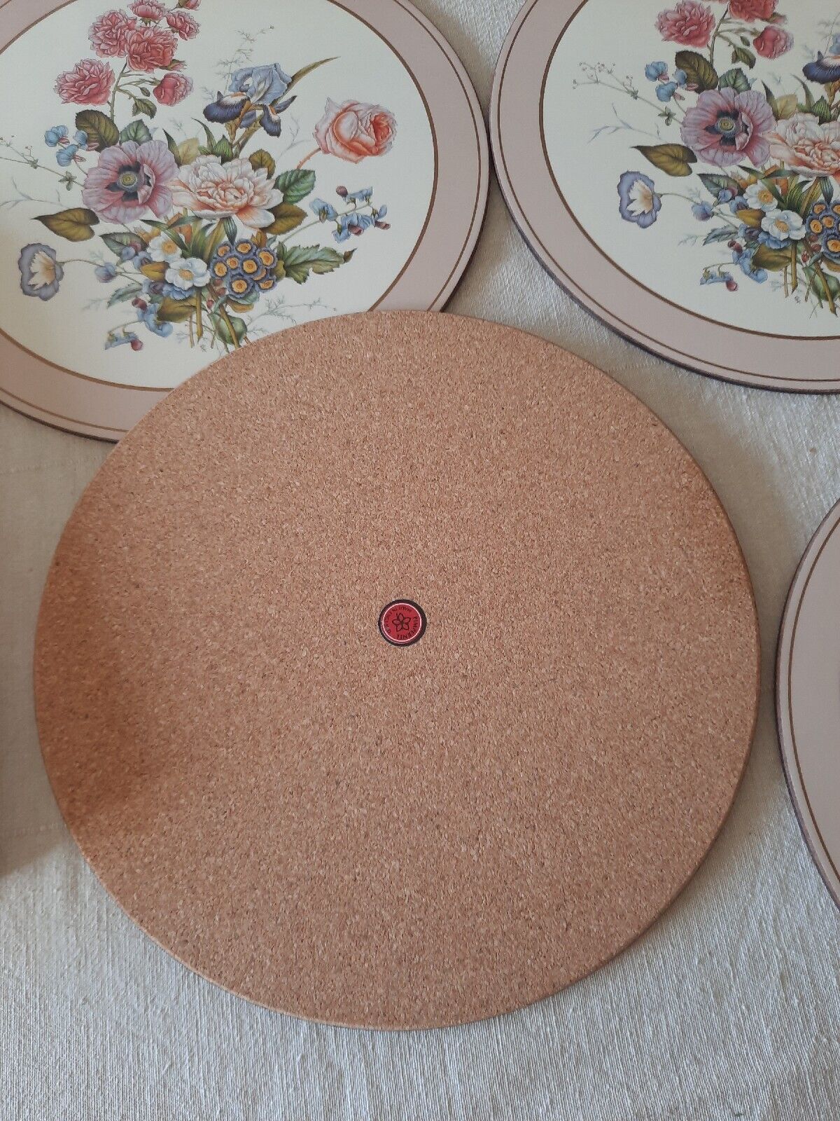 Vintage set of 4 De Luxe Pimpernel Place Mats Floral bouquet Pink Prop Rare Boxd