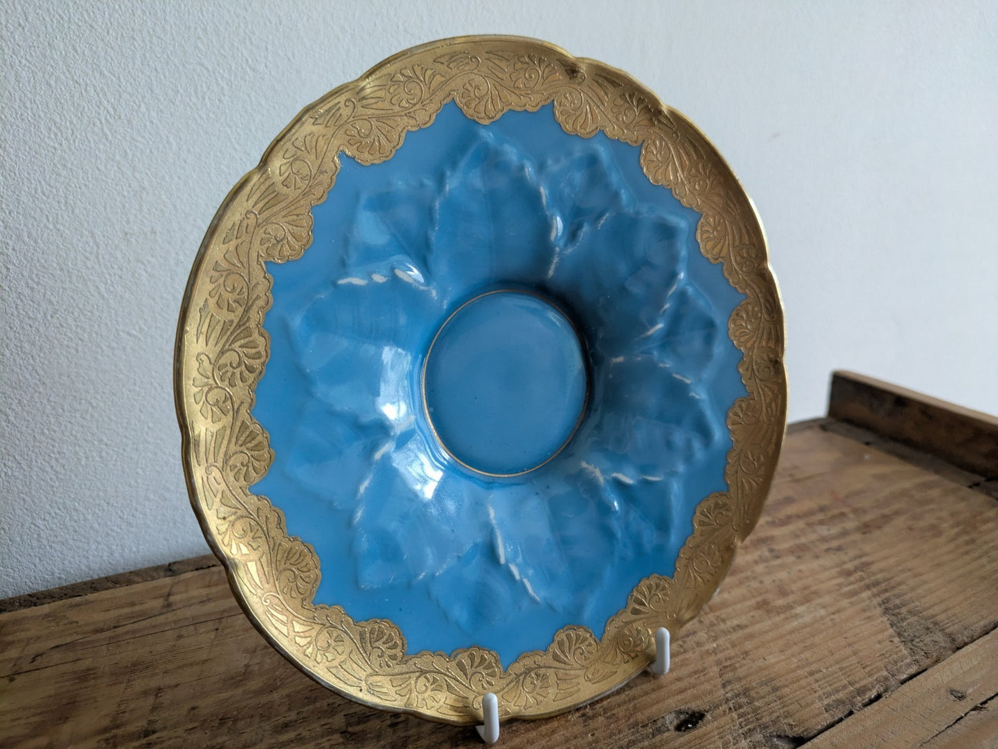 Vintage Plate Saucer Royal Bayreuth Blue With Gilt Gold Rim Bavaria Germany Rare