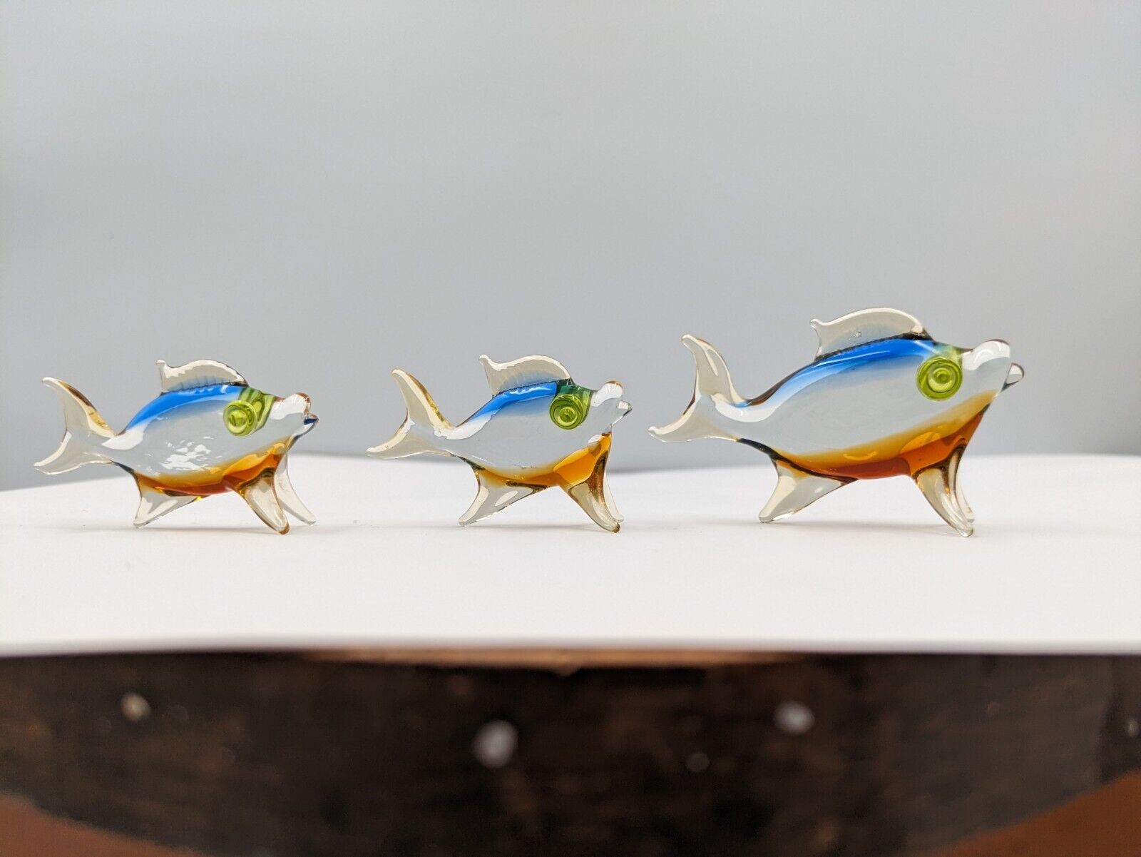 3x Murano Glass Lauscha Glass Bimini Glass Fish Figure Ornament Set Shawl Mini