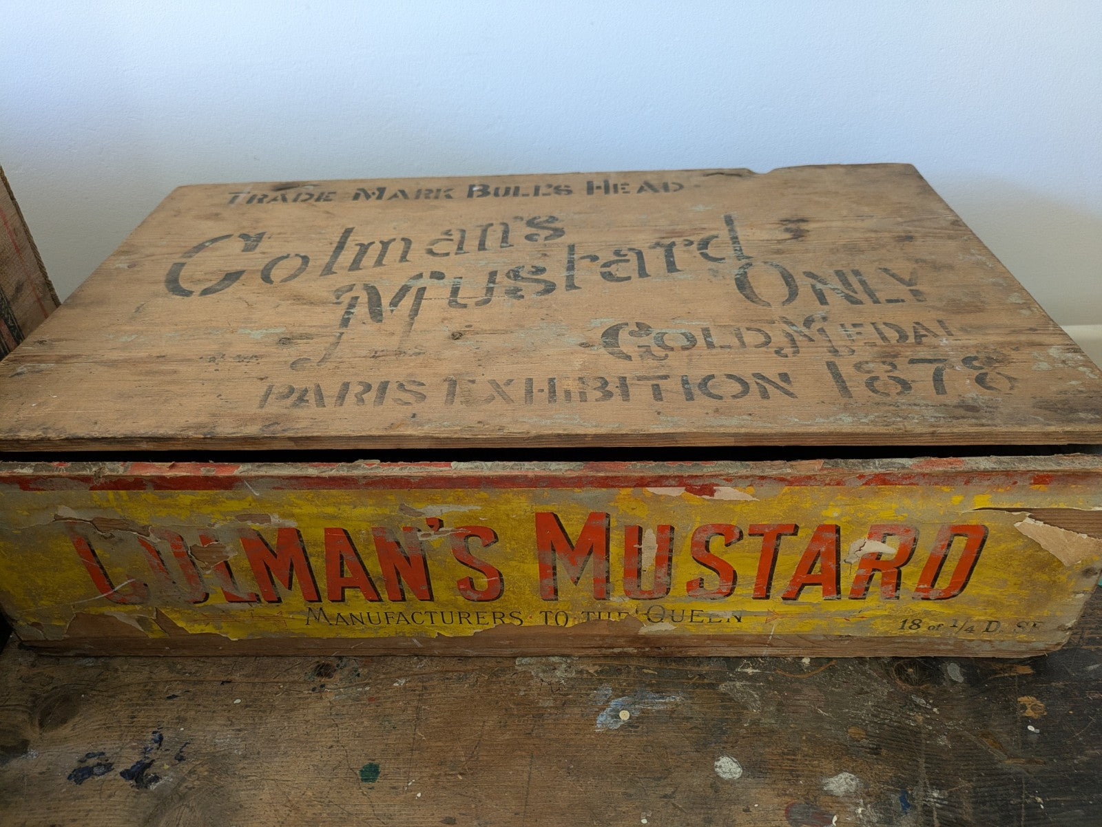 Rare Antique Colman's Mustard Crate 1890 Box Advertising Packaging Vintage Prop