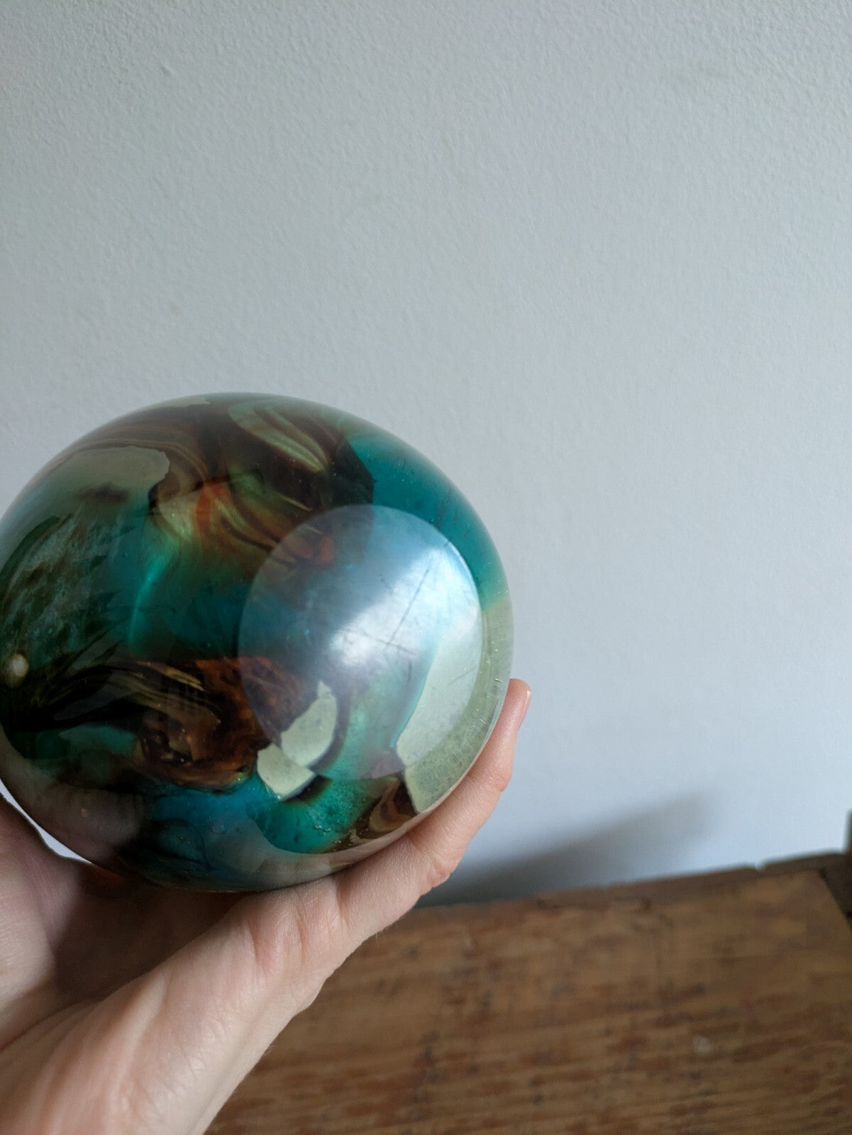 Vintage Mdina Maltese Glass 'Tiger' Pattern Ovoid Vase Art Retro Blue Brown Vgc