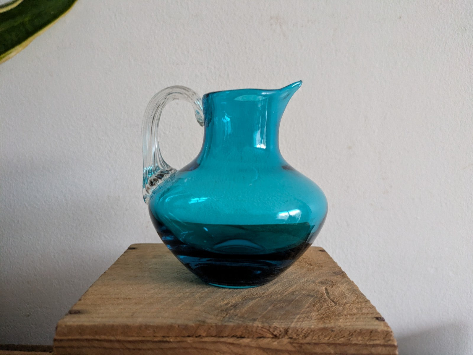 Rare Vintage Whitefriars Kingfisher Blue Sparrow Spout Celery Handle Jug No 9617