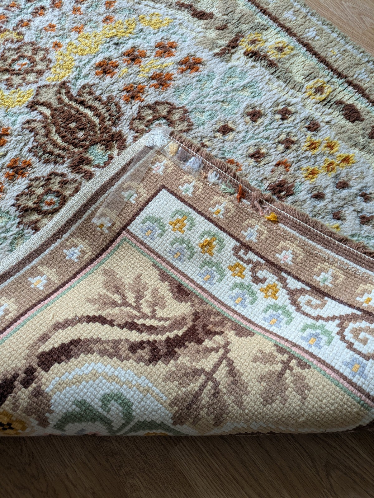 rug quality carpet fireside Tree Of Life vintage retro rectangular old rare Vgc