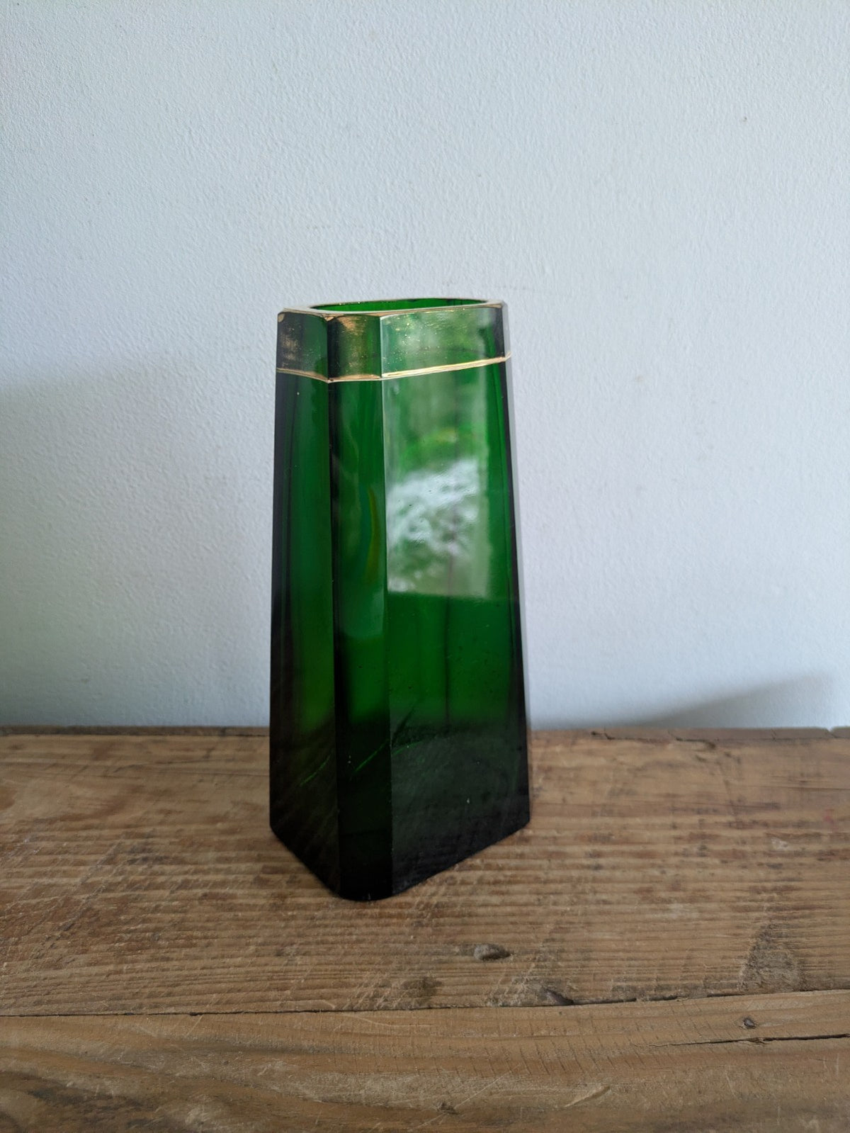 Rare Antique Vase Circa 1900 Claus Josef Riedel Polaun Art Deco Green Gilt Vtg