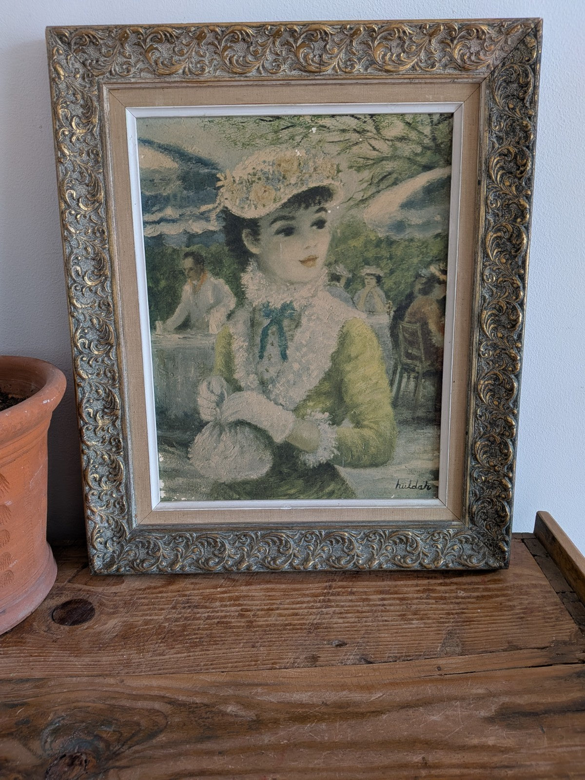 Vintage 1950’s Signed Print By Cherry Jeffe Huldah “Tavern On The Green” Framed
