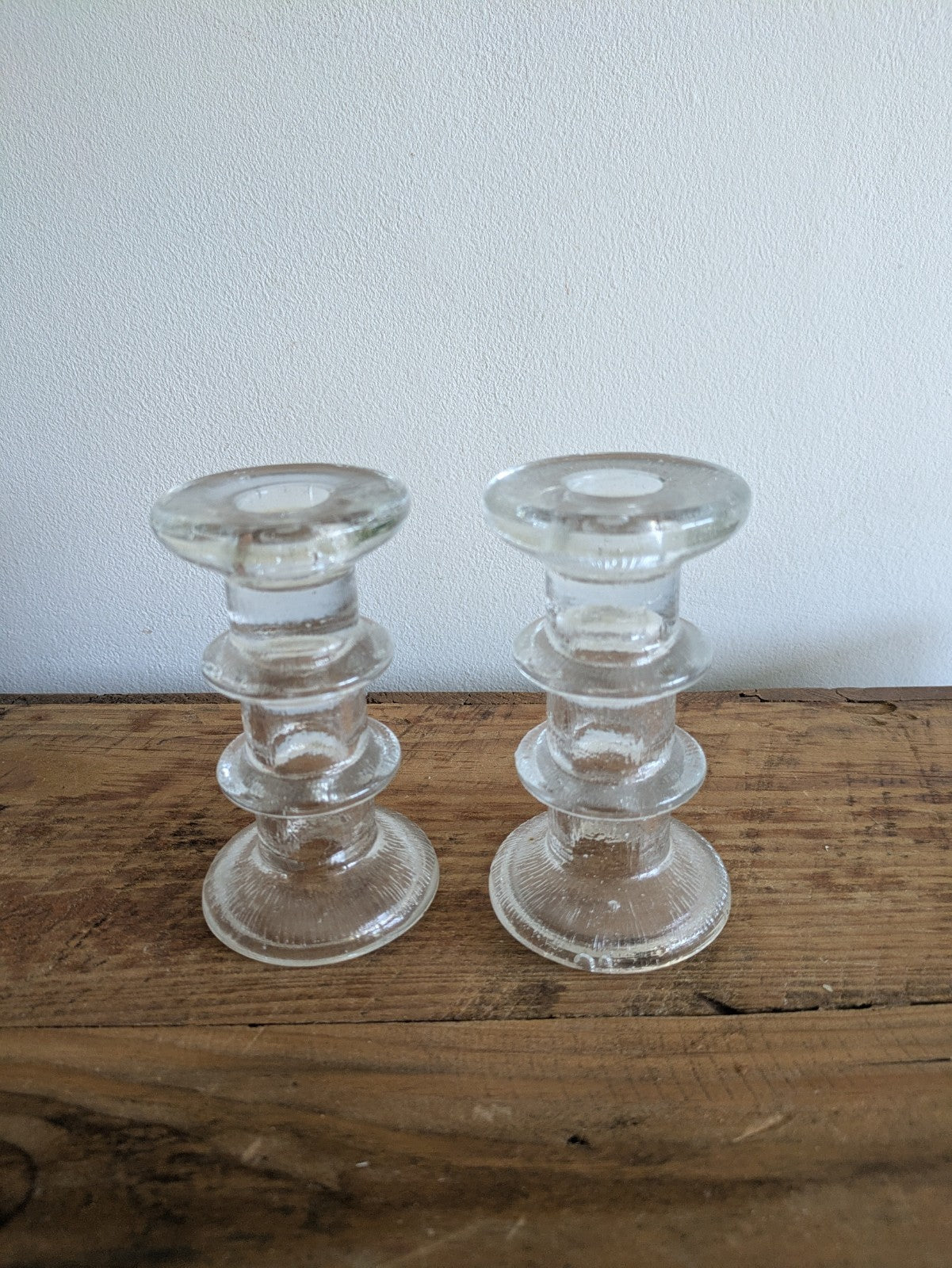 Pair Of Vintage Luminarc 'Nordic' Candle Holders MCM Retro Scandi Candle Sticks 
