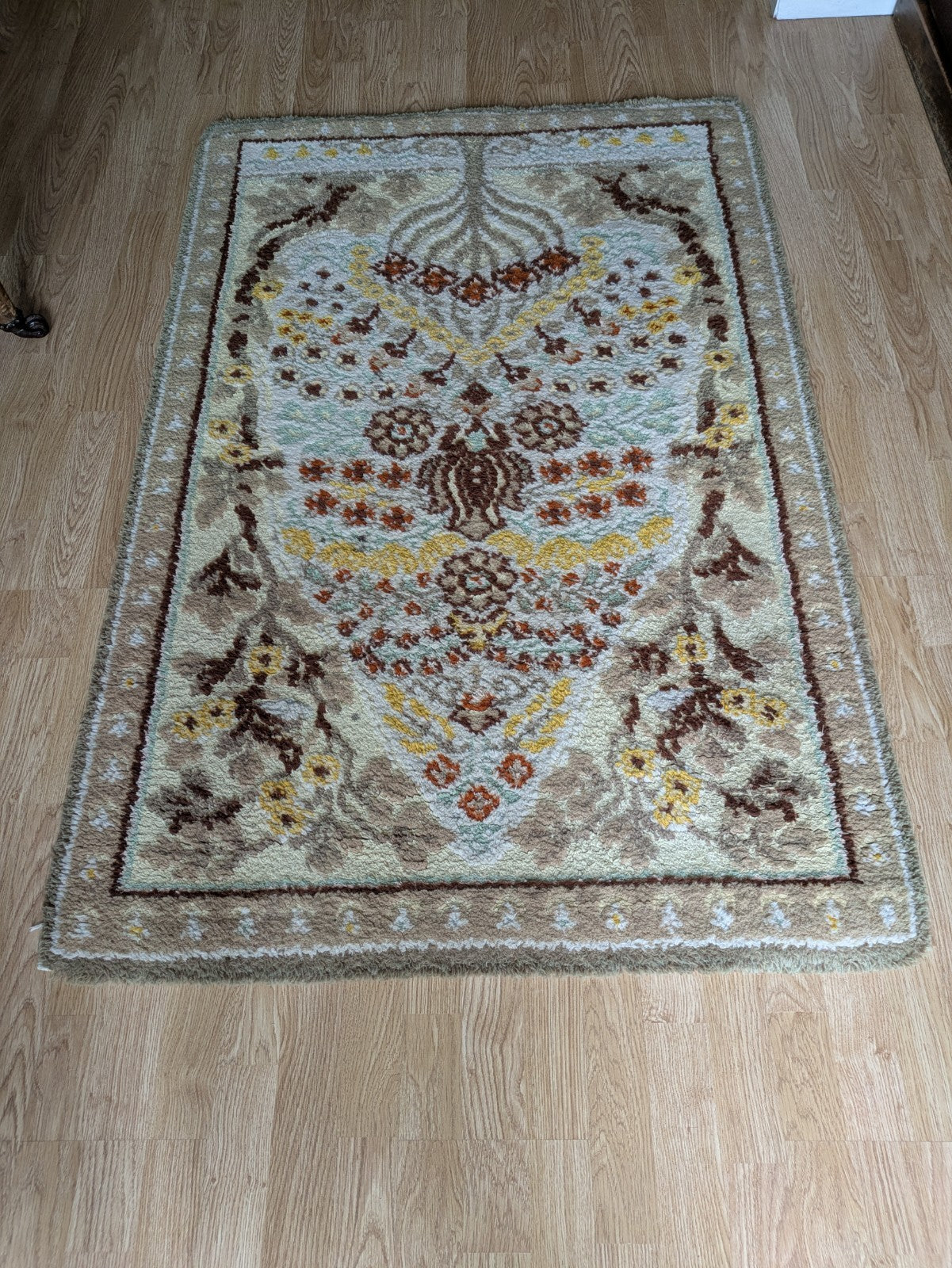 rug quality carpet fireside Tree Of Life vintage retro rectangular old rare Vgc