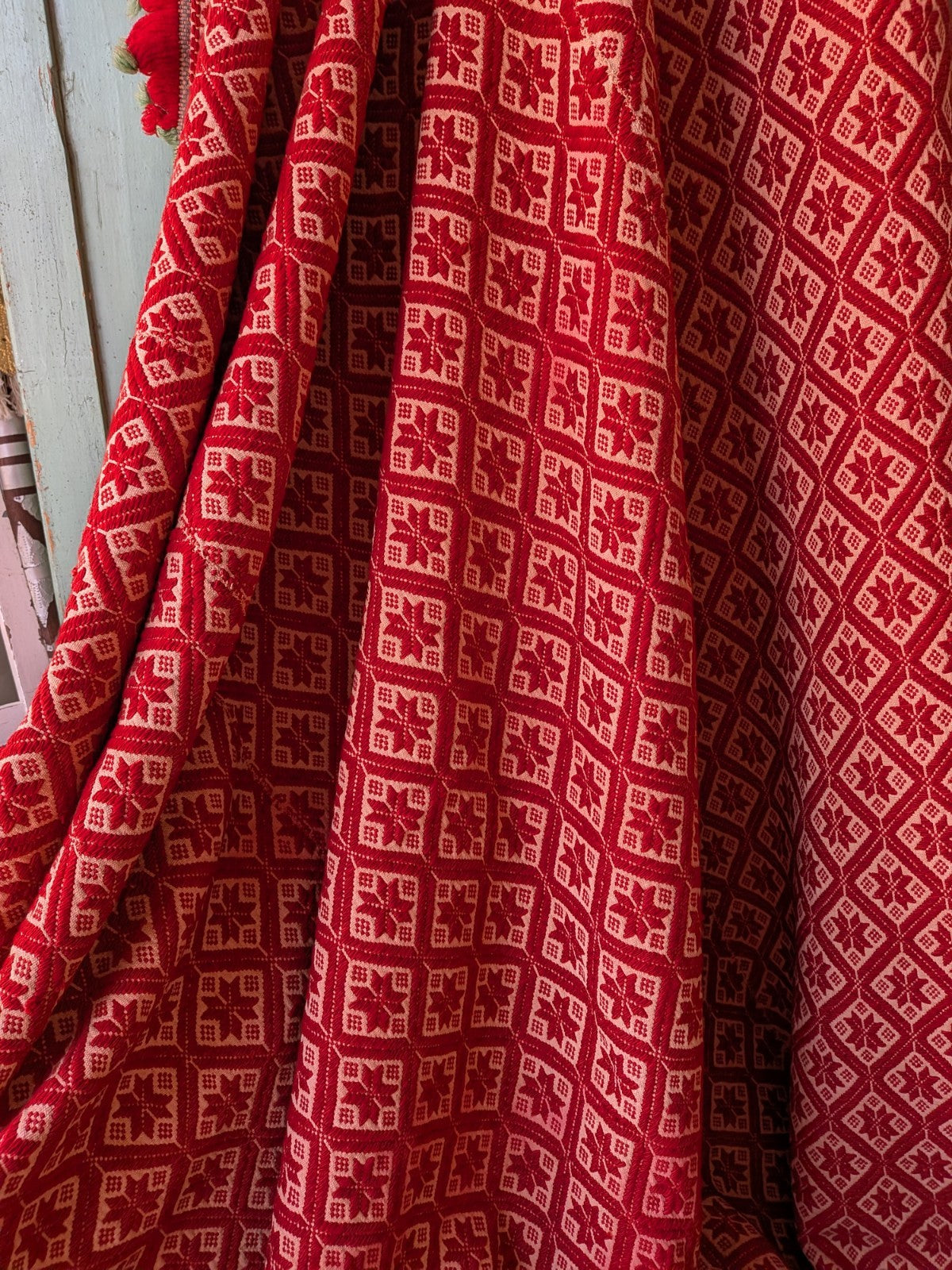 Sindhi Rald Bangladesh Blanket Handmade Woven Vintage Red Patterned Bengal Thick