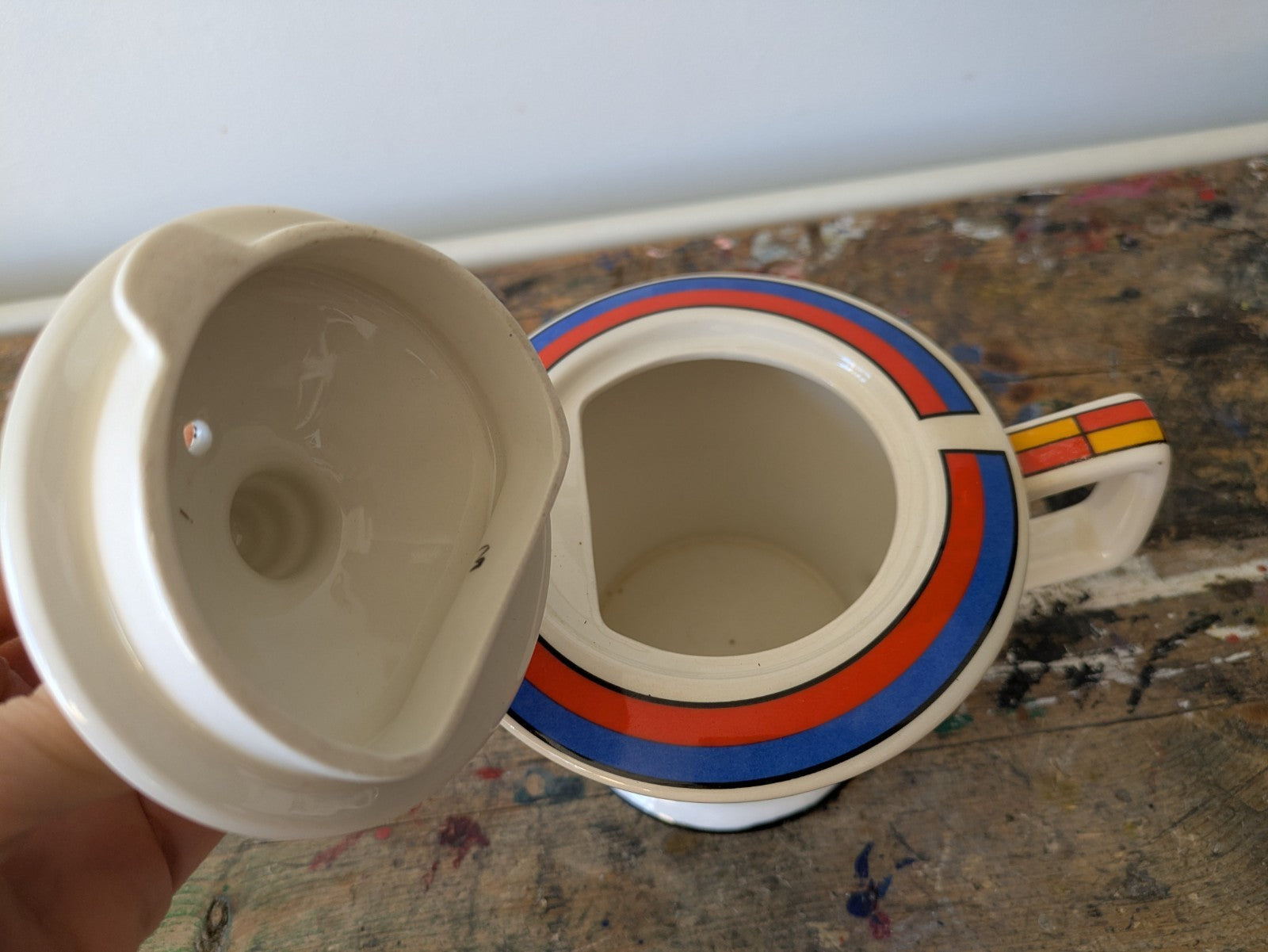Vintage Art Deco Style Sadler Teapot  Clarice Cliff Style House Bright Colours 