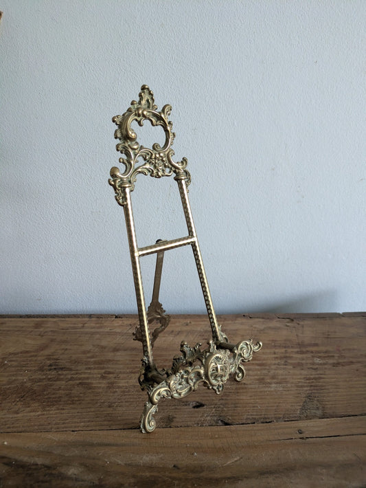 Decor Brass Display Stand Easel Quality Heavy Brass Frame Ornate Rococo Vintage!